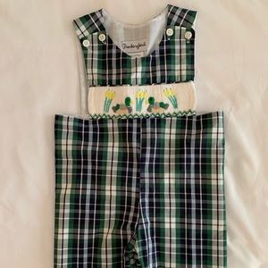 Smockingbird Smocked Plaid Mallard Jon Jon - 9M